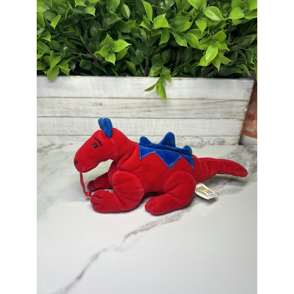 RARE Vintage The Manhattan Toy Company Mini Red Dragon Plush 1997 Velour Fabric